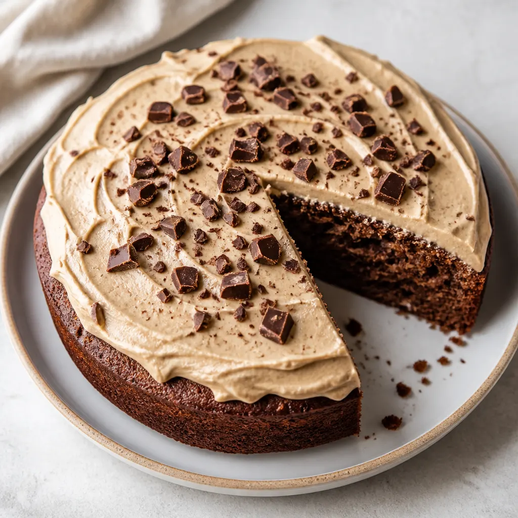 Chocolate Zucchini Banana Cake with Vanilla Coffee Frosting