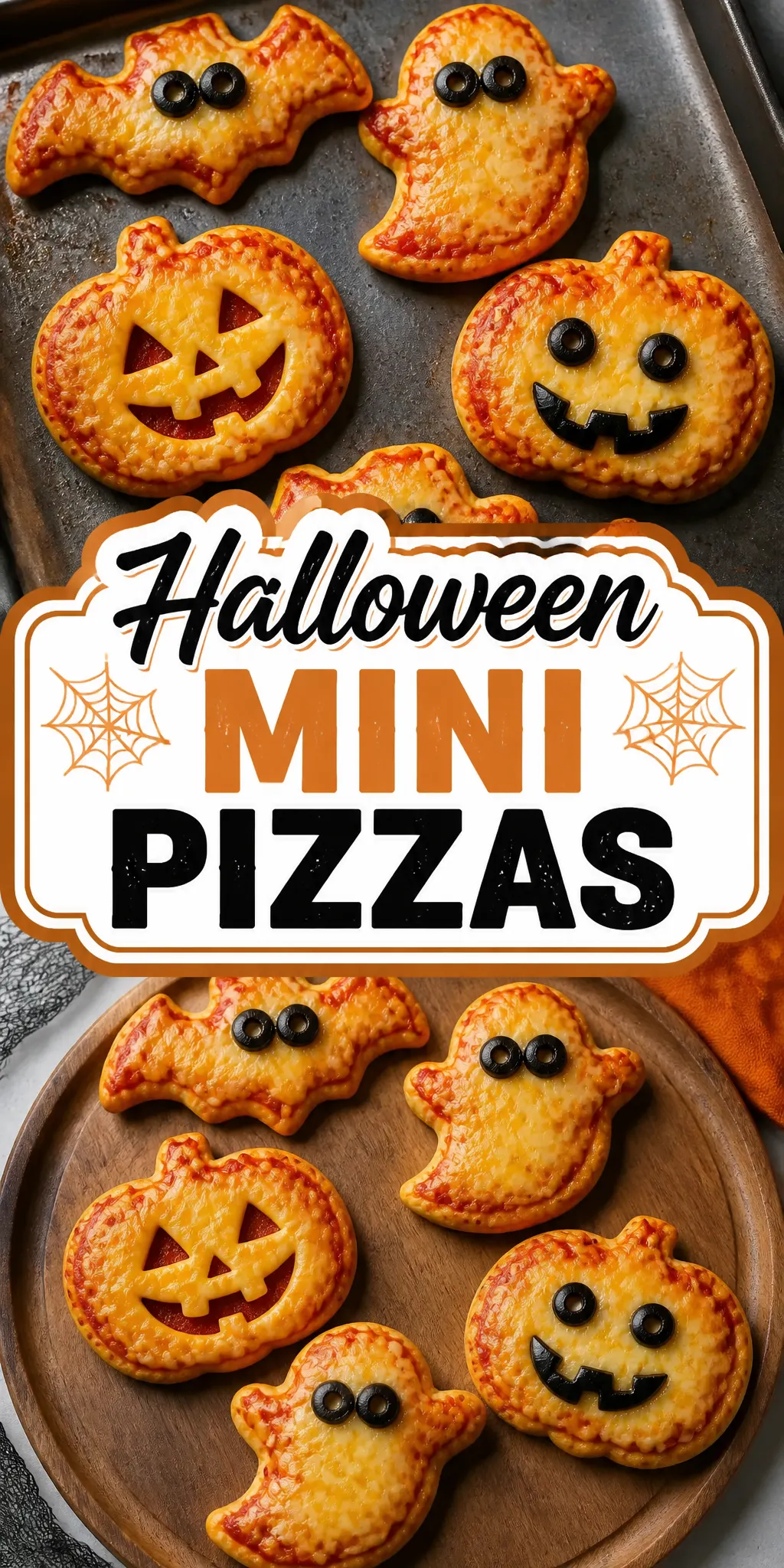 Halloween Mini Pizzas Pinterest pin
