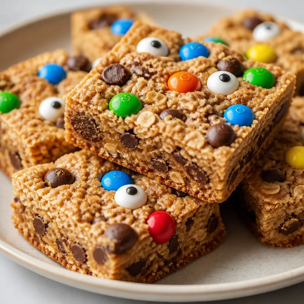 Monster Cookie Bars close-up view