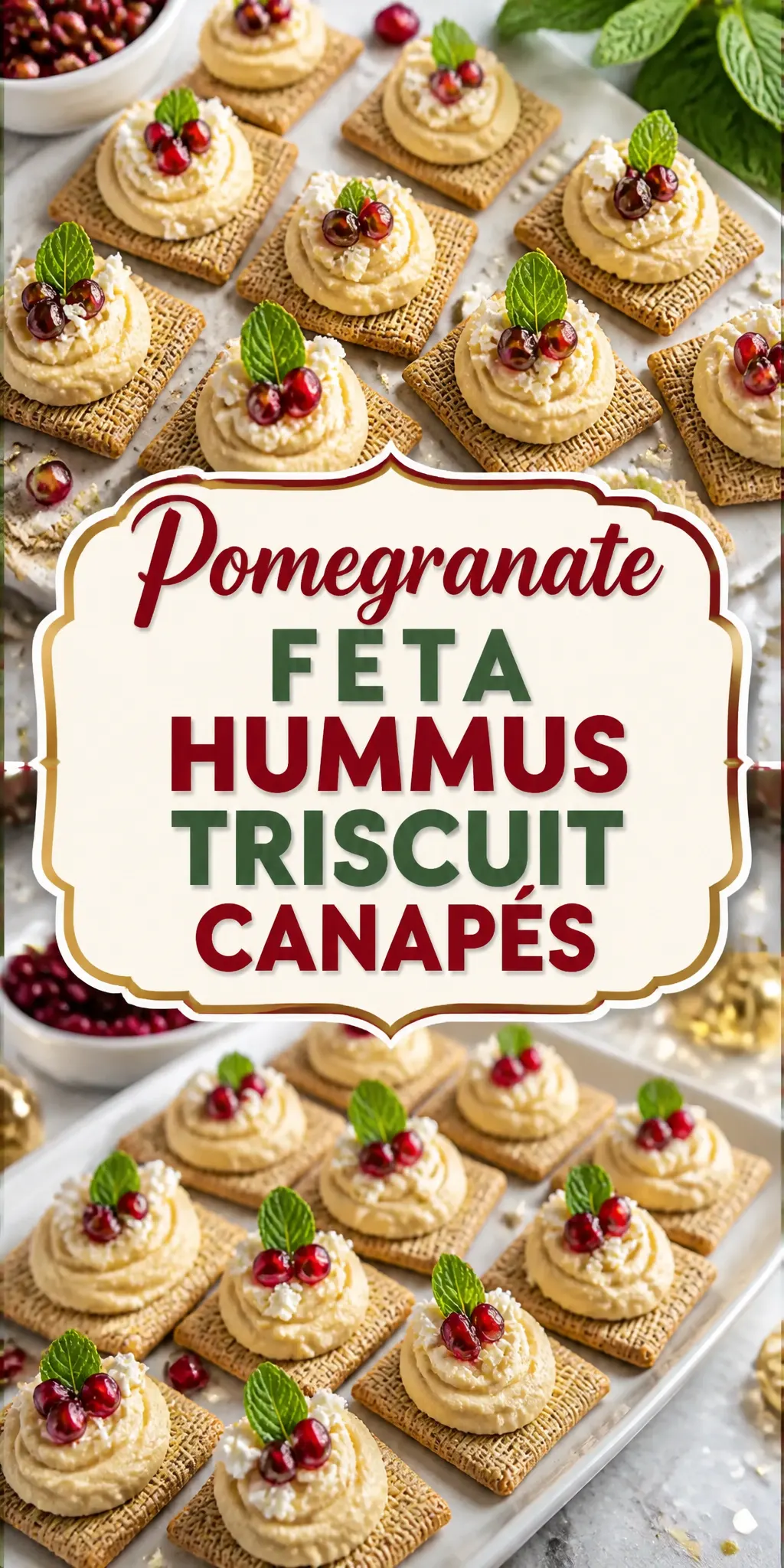 Pomegranate Feta Hummus Triscuit Canapés Pinterest pin